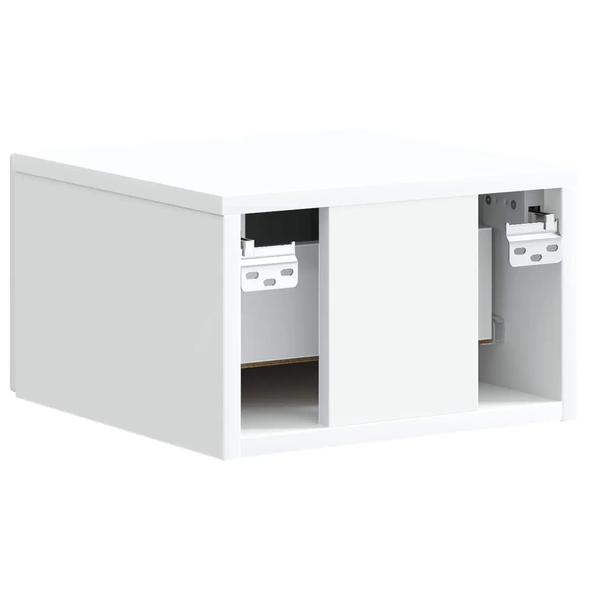 Bedside Cabinet White Wall-Mounted Compact Storage Drawer Shelf with LED Lighting and Cable Grommet