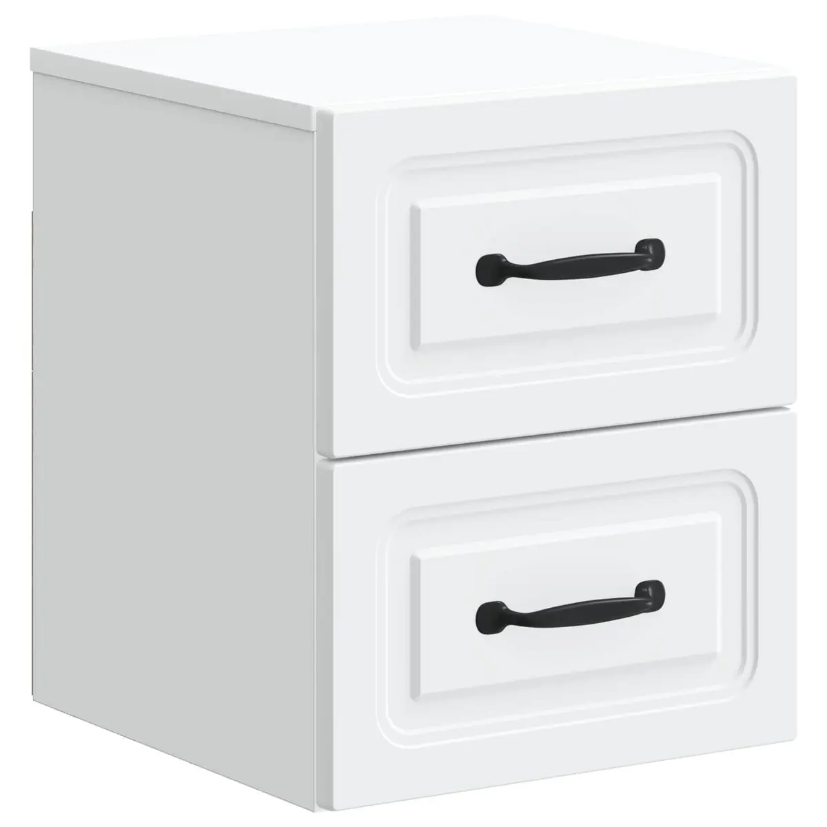 Wall-Mounted Bedside Cabinet White Storage Compartments Sliding Doors Modern