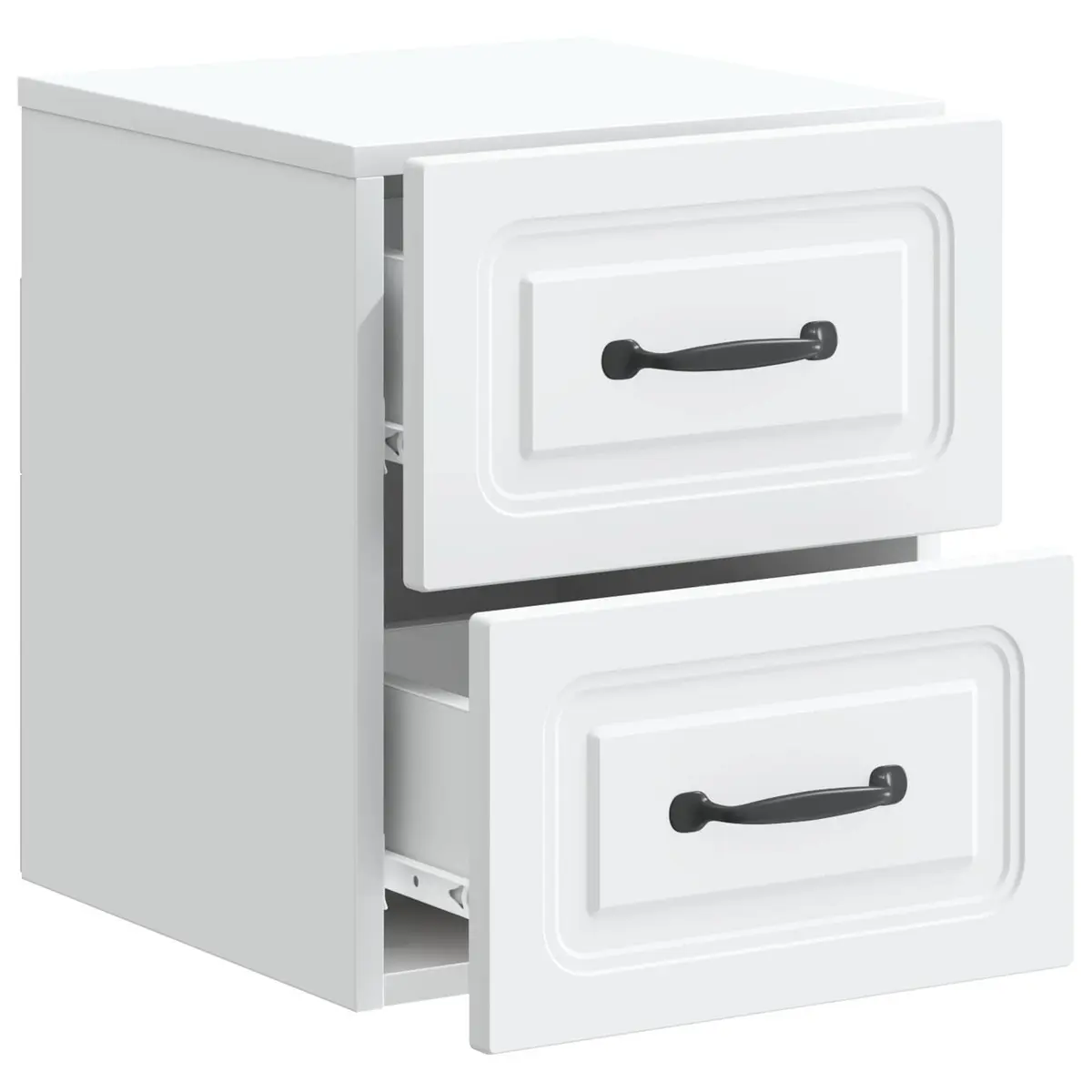 Wall-Mounted Bedside Cabinet White Storage Compartments Sliding Doors Modern