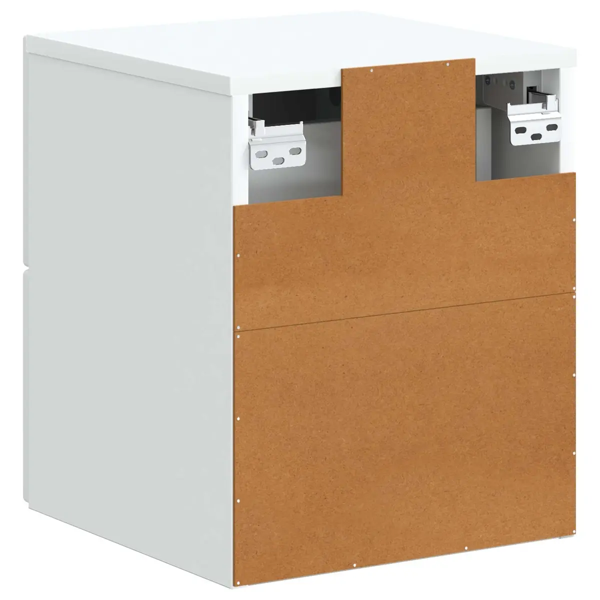 Wall-Mounted Bedside Cabinet White Storage Compartments Sliding Doors Modern