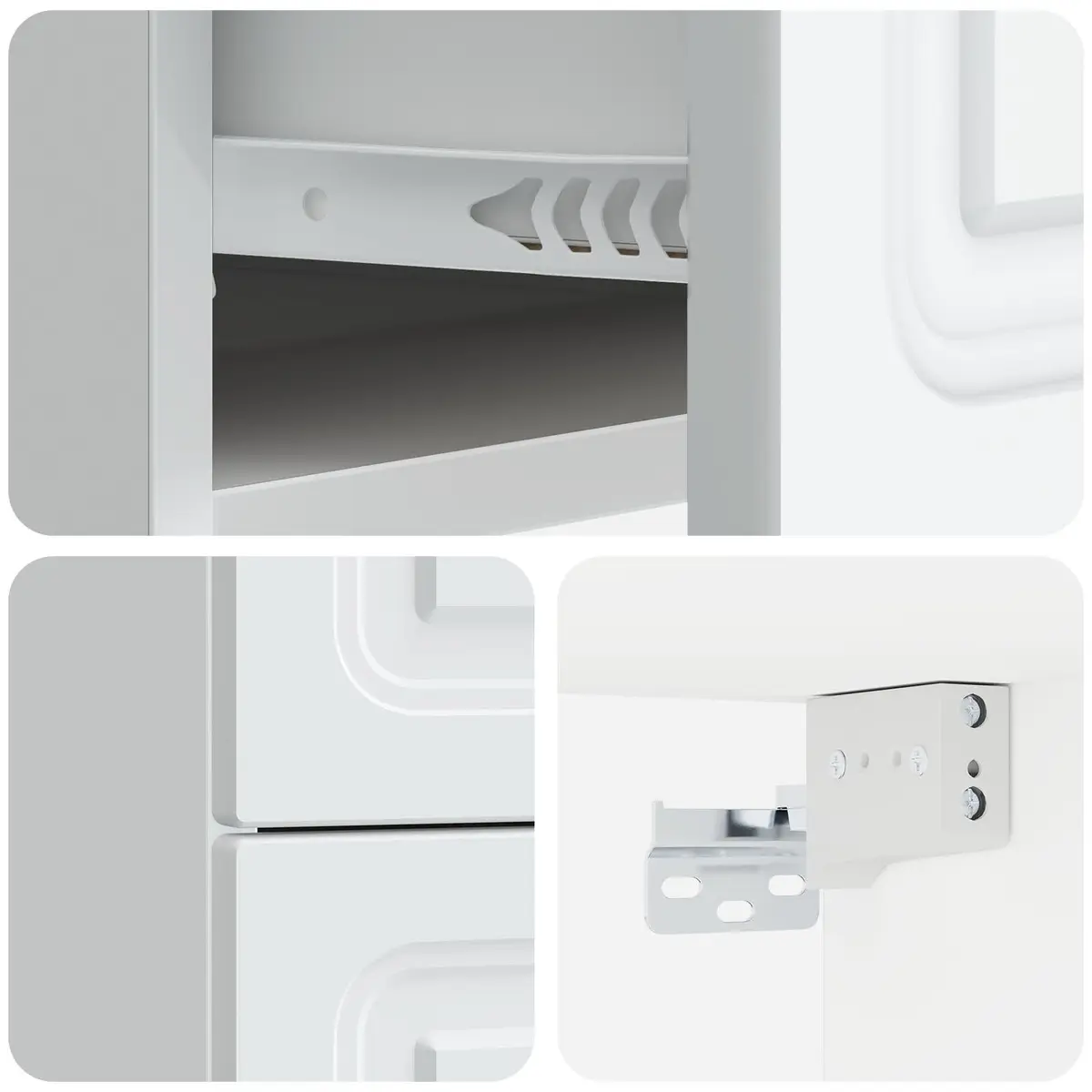 Wall-Mounted Bedside Cabinet White Storage Compartments Sliding Doors Modern