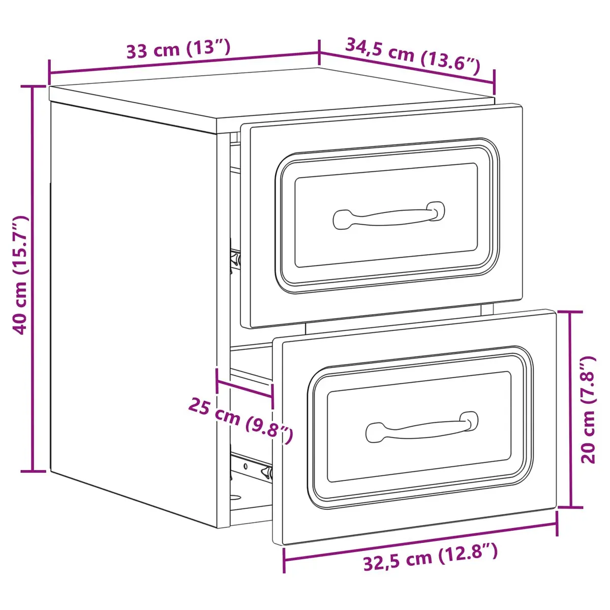 Wall-Mounted Bedside Cabinet White Storage Compartments Sliding Doors Modern