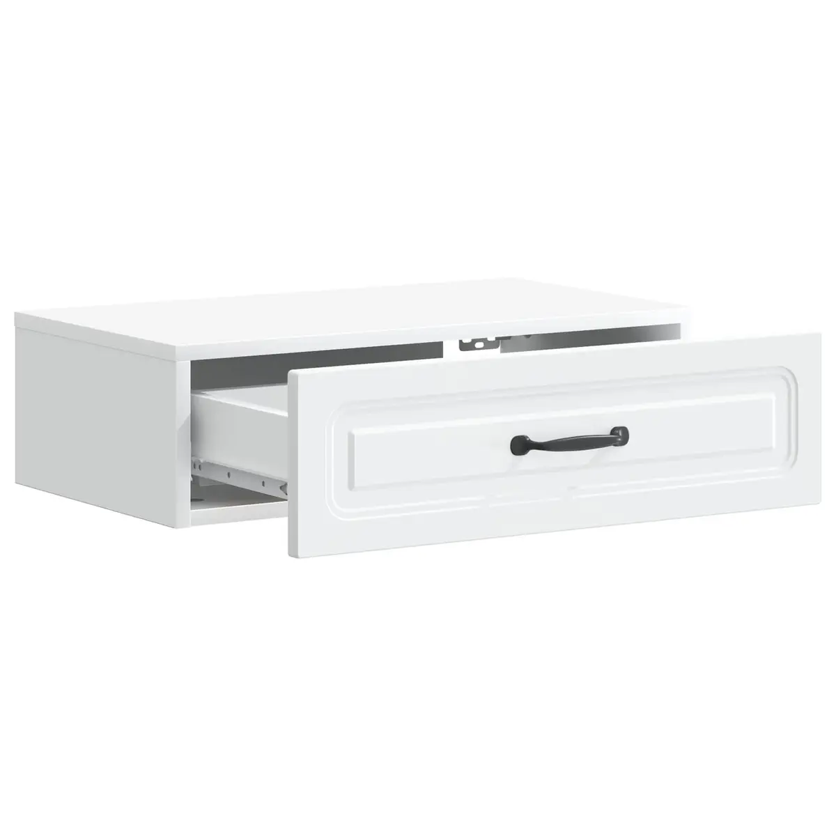 Wall-Mounted Side Table White 59 x 34.5 x 17 cm Floating Storage Cabinet