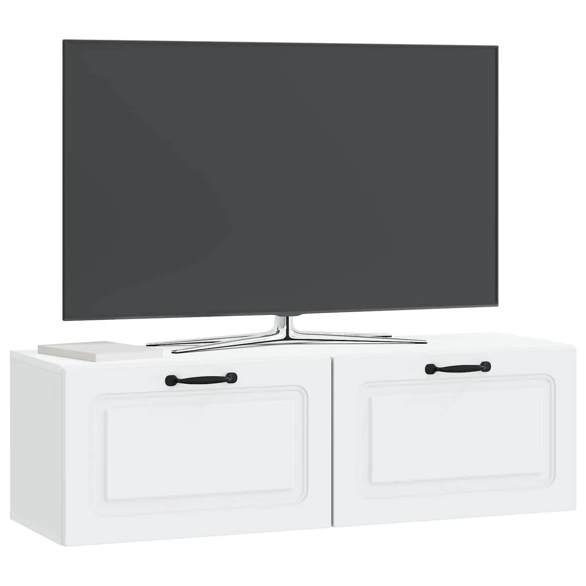Wall-Mounted TV Cabinet White 98 x 31 x 30 cm Entertainment Unit Storage Shelves