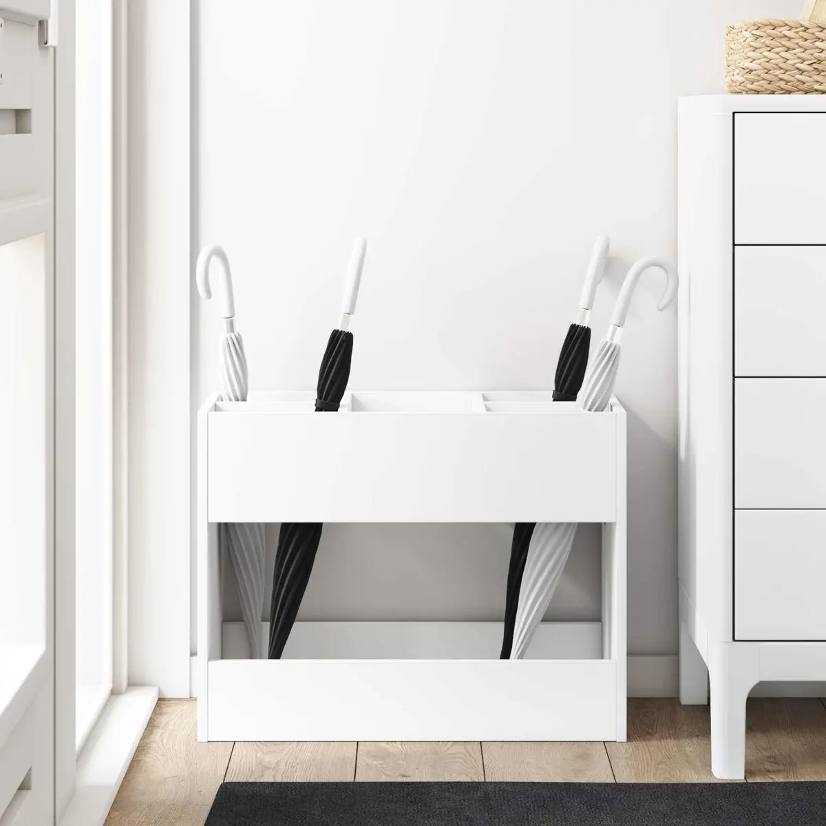 Umbrella Stand White Modern Engineered Wood Storage Rack Hallway Mudroom