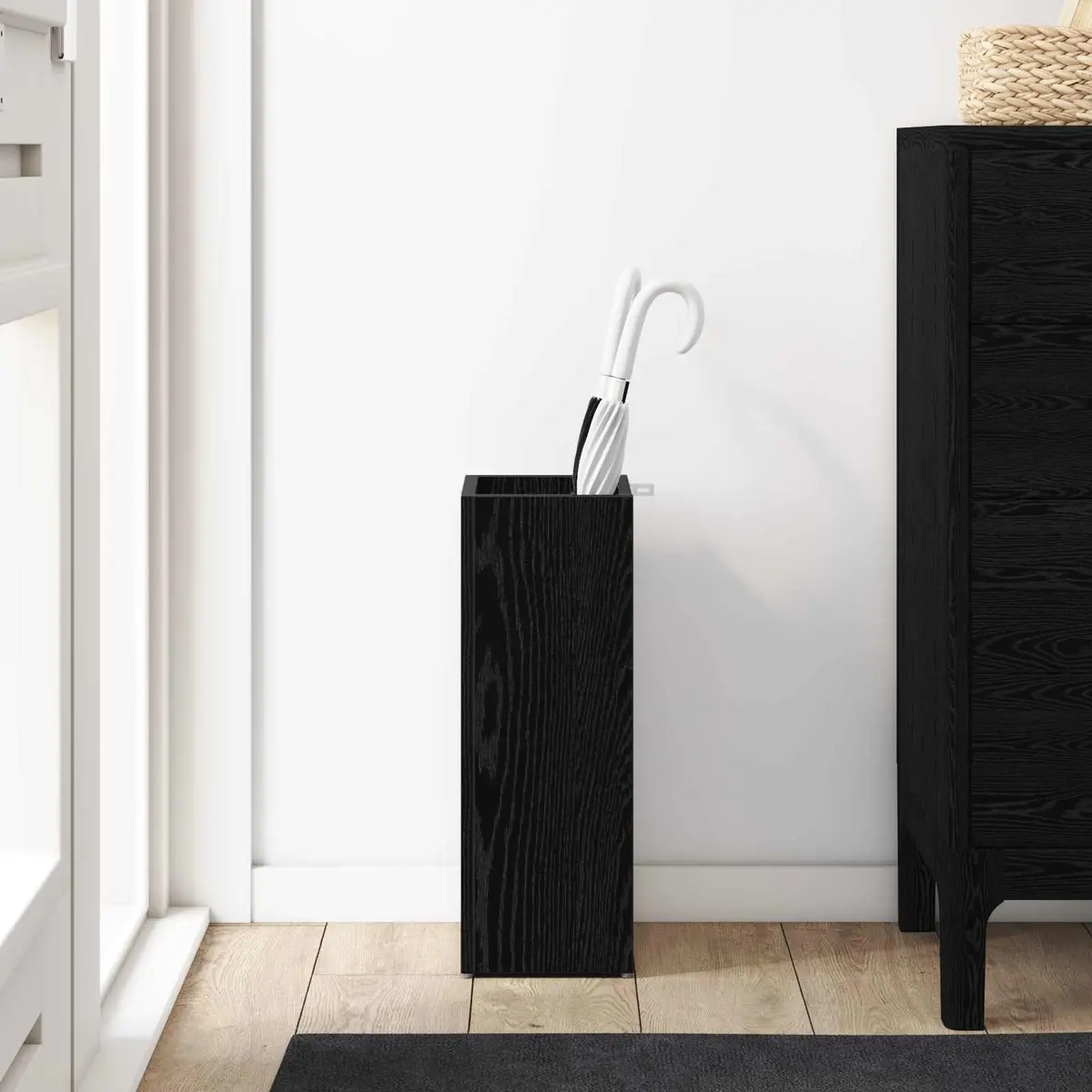 Umbrella Stand Wooden Black Hallway Storage Rack Rectangular Modern Home