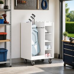 Compact White Golf Cabinet with Sturdy Shelves
