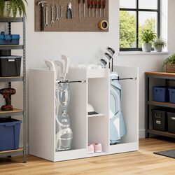 Compact White Golf Cabinet 102 x 45 x 85.5 cm with Shelves