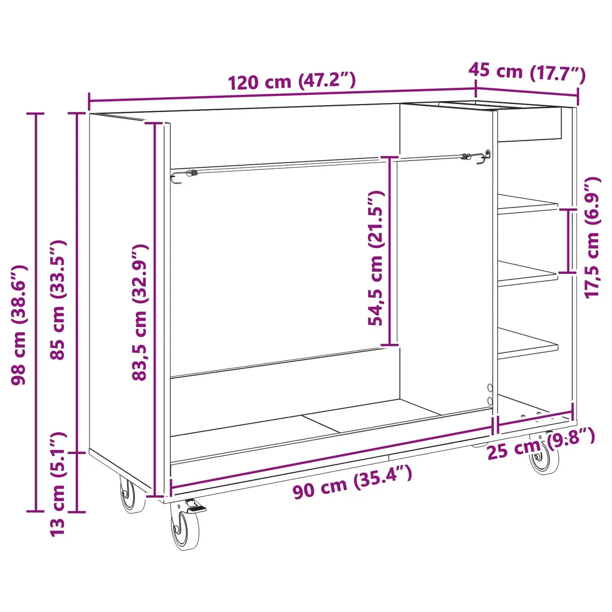 Wooden Golf Cabinet White Free-standing Organizer with Shelves Indoor Storage