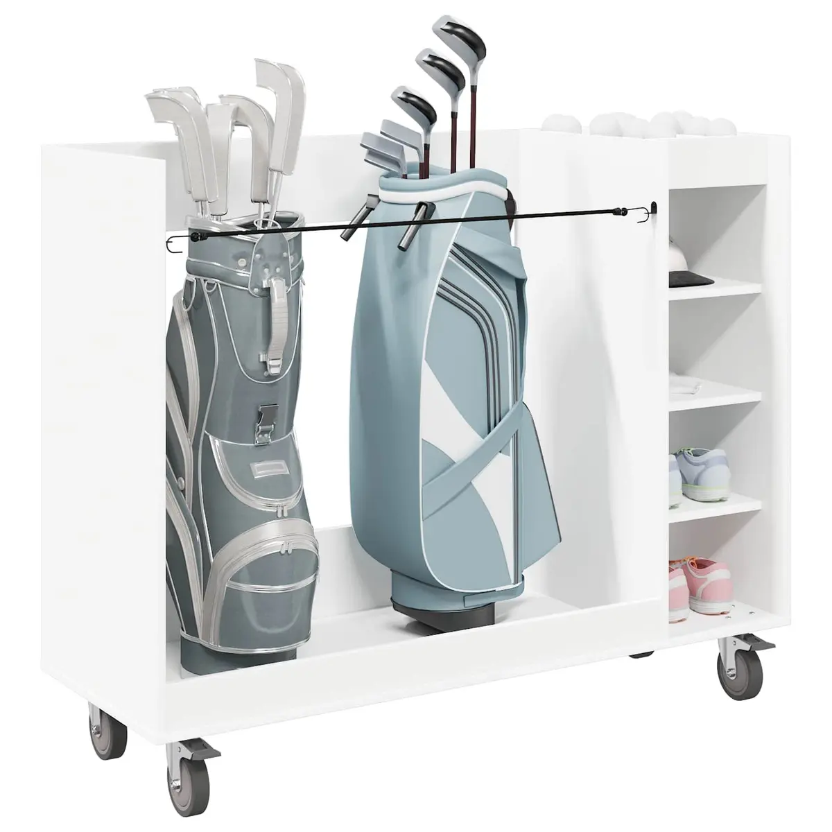 Wooden Golf Cabinet White Free-standing Organizer with Shelves Indoor Storage