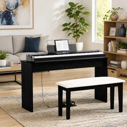 Black Oak Keyboard Stand - Modern and Compact Design