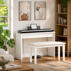 Keyboard Stand White Engineered Wood Musical Instrument Support 100x32x64cm