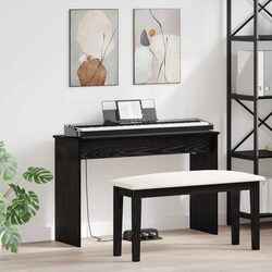 Compact Black Oak Keyboard Stand, Easy to Assemble