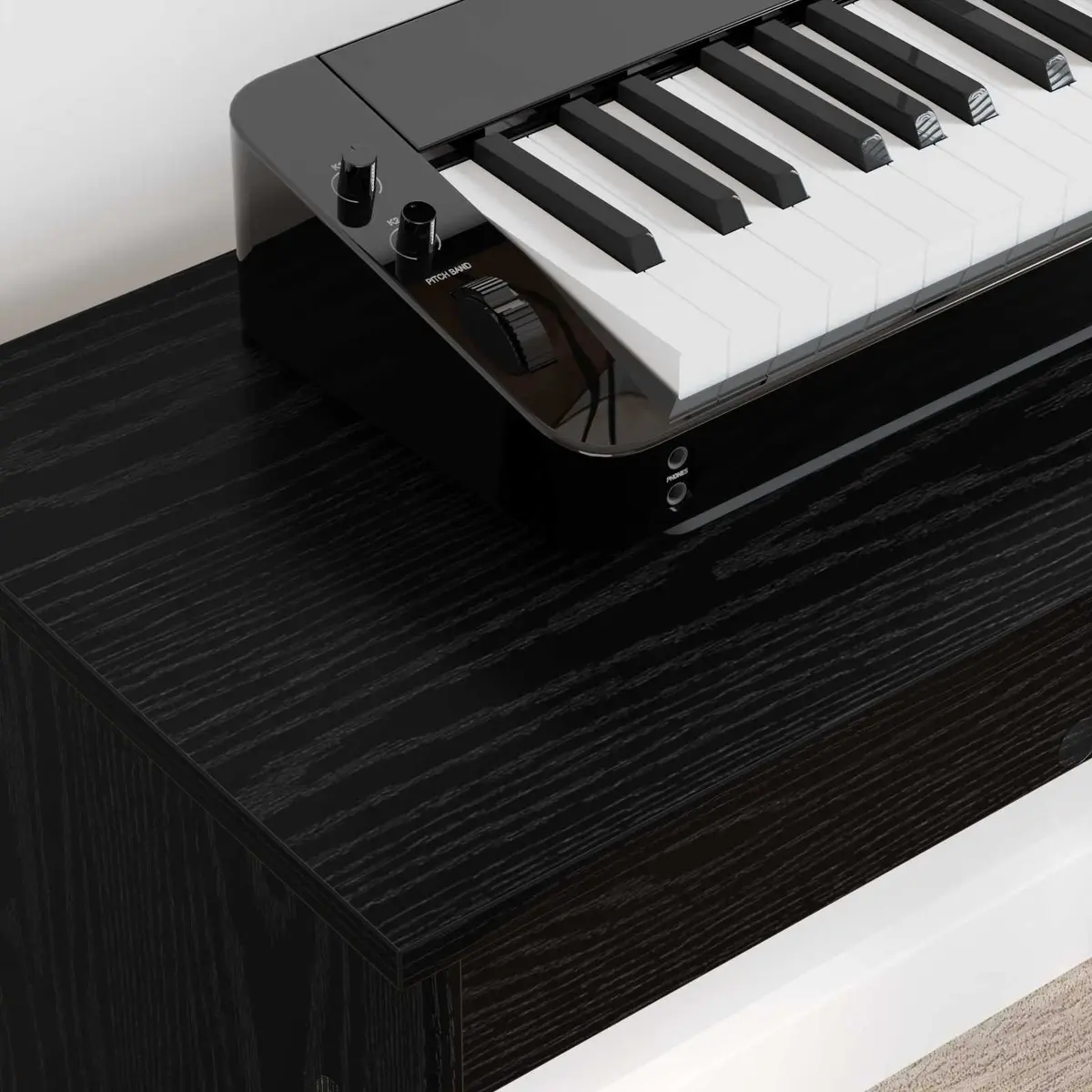 Keyboard Stand Black Oak Engineered Wood Musical Instrument Support 100x32x64cm