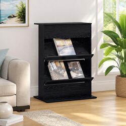 Concise and Stylish Black Oak Magazine Rack