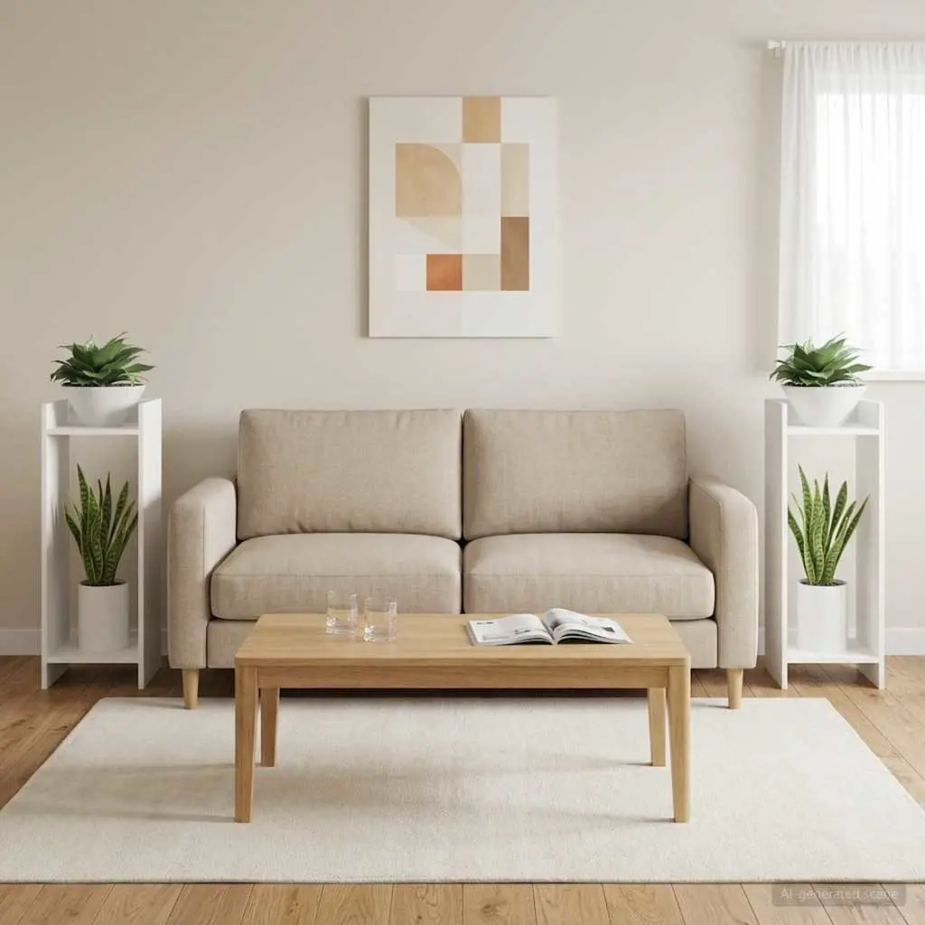 Plant Stand White 30 x 30 x 80 cm Modern Indoor Vertical Space-Saving 2 Piece
