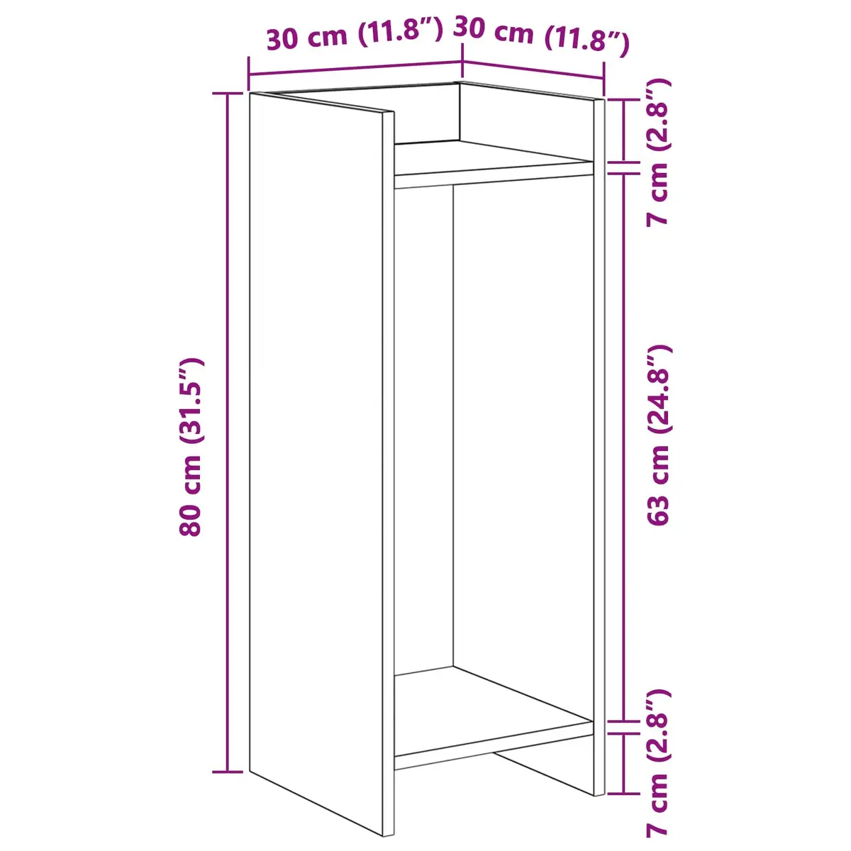 Plant Stand White 30 x 30 x 80 cm Modern Indoor Vertical Space-Saving 2 Piece