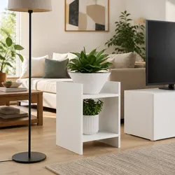 White Plant Stand Set of 2 with Open Frame Design