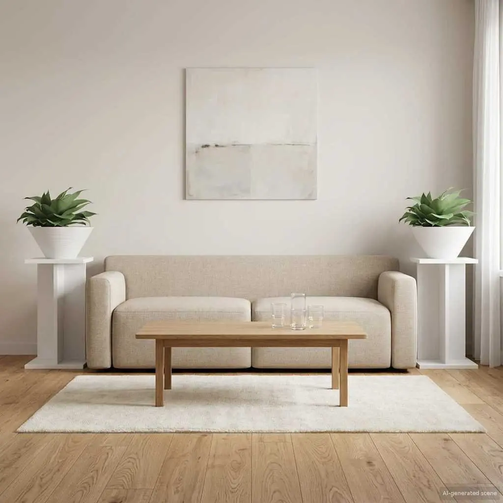 Plant Stand White 40.5cm Multi-Tier Indoor Display 2 pcs Engineered Wood