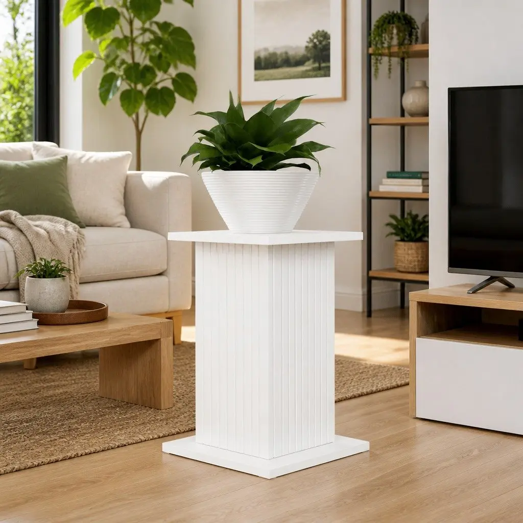 Plant Stand White 30.5cm Modern Indoor Display Riser 2 Pieces