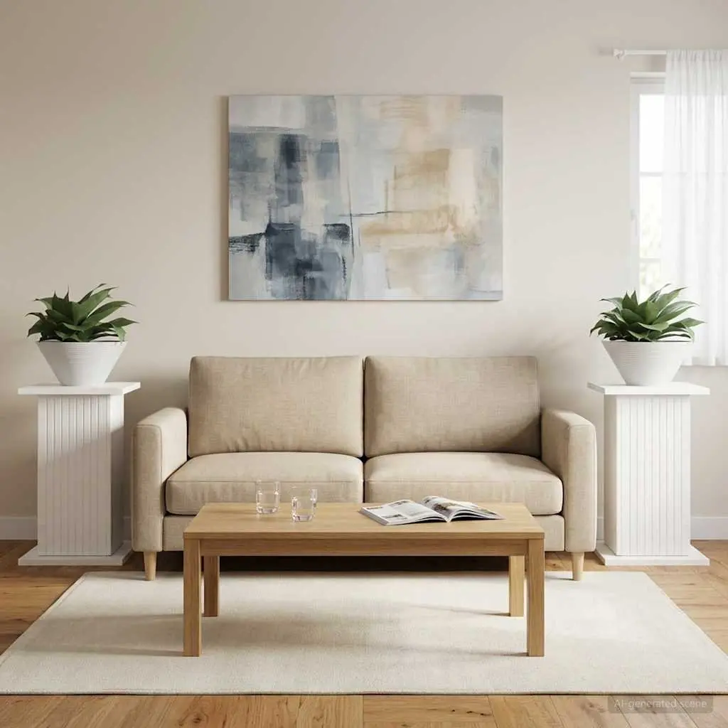 Plant Stand White 30.5cm Modern Indoor Display Riser 2 Pieces