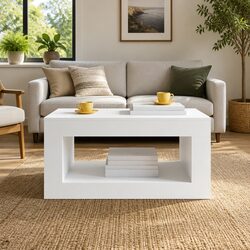Contemporary White Coffee Table for Modern Living Rooms