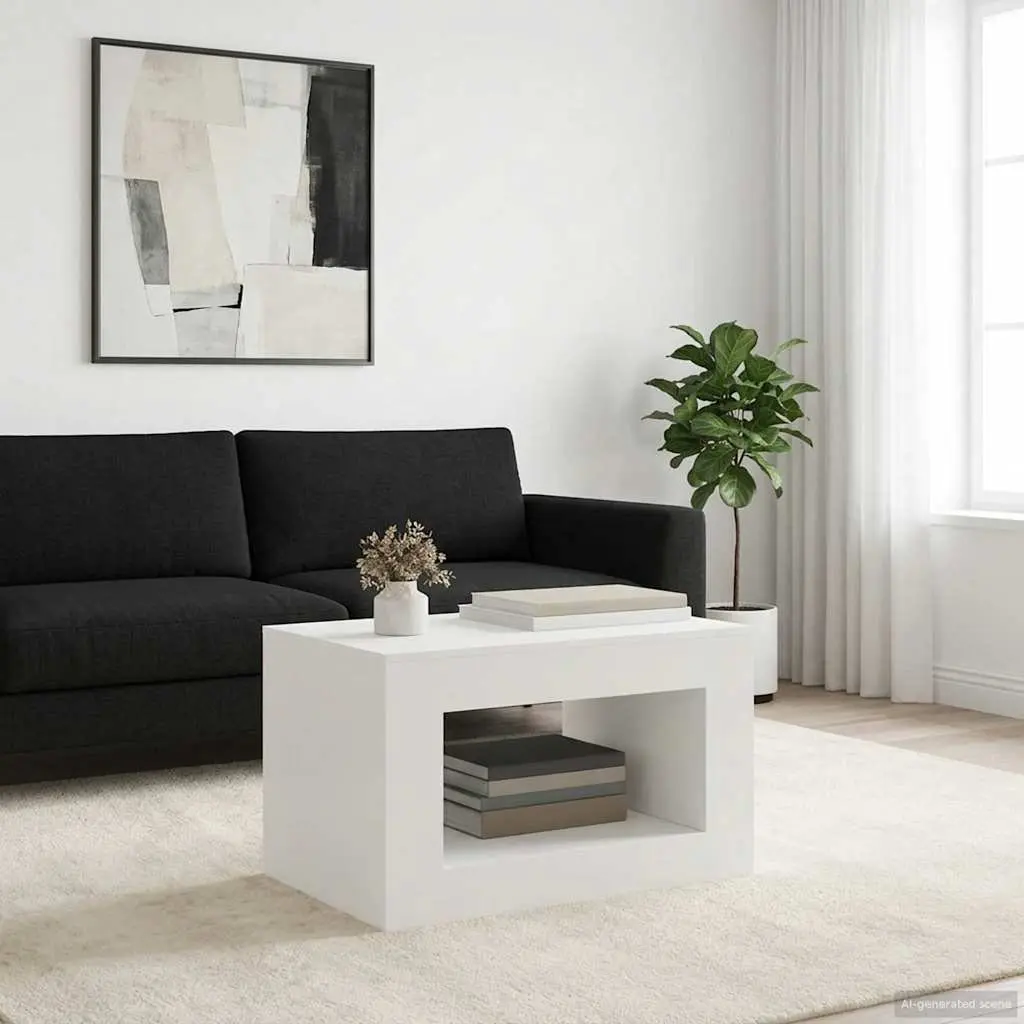 White Coffee Table Compact Accent Side Table Living Room Study Furniture