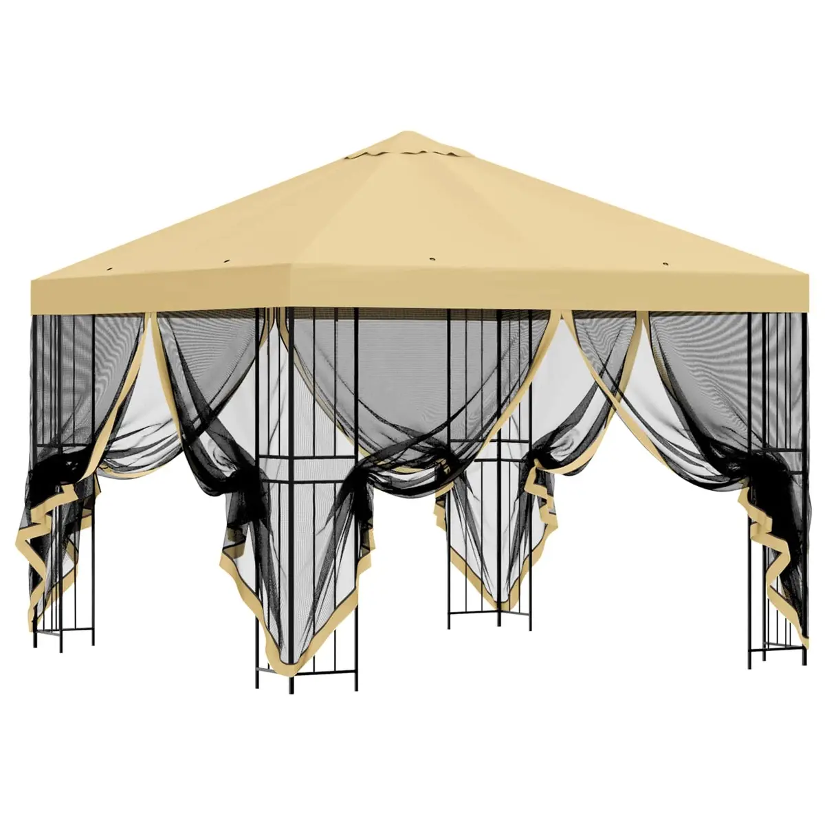 Garden Gazebo Cream 3 x 3 m Outdoor Canopy Steel Frame Ventilation