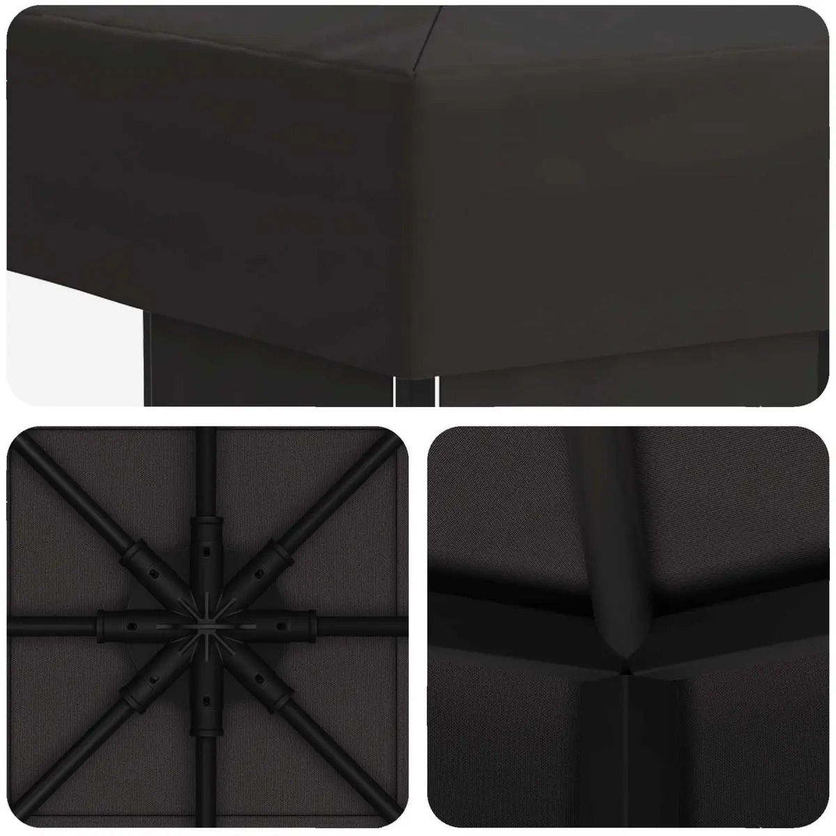 Gazebo Anthracite 3 x 3 m Canopy Steel Frame Outdoor Garden Patio Sun Shade