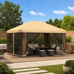 Garden Gazebo Canopy 4x3m Outdoor Shade Structure Steel Frame Cream