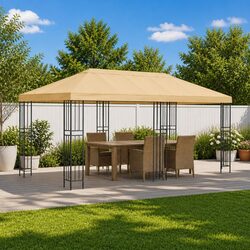 Compact 6 x 3 m Garden Gazebo Canopy Cover in Cream