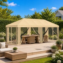 Compact Gazebo Cover with Sidewalls 6 x 3 m for Outdoors