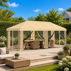 Compact Gazebo Cover with Sidewalls 6 x 3 m for Outdoors