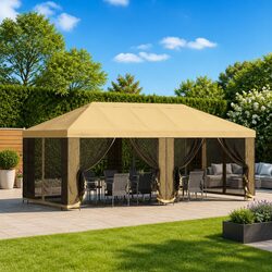 Compact and Effective Cream Gazebo Canopy 600.5 x 300.5 cm