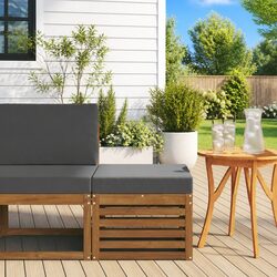 Outdoor Footstool Solid Acacia Wood Garden Patio Seating Furniture Brown