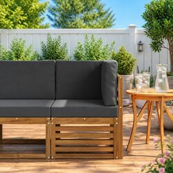Compact Acacia Wood Corner Sofa for Outdoor Areas