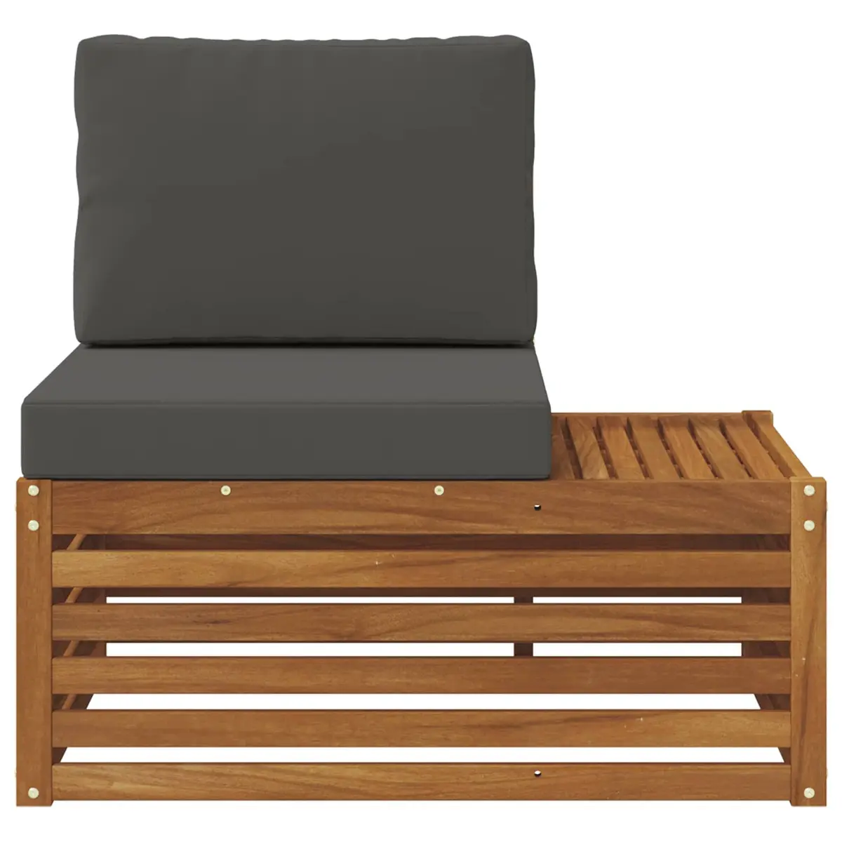 Outdoor End Sofa Brown Solid Acacia Wood Garden Sectional Seating Unit
