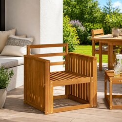 Concise Brown Armrests 2 pcs for Garden Seating