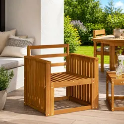 Concise Brown Armrests 2 pcs for Garden Seating