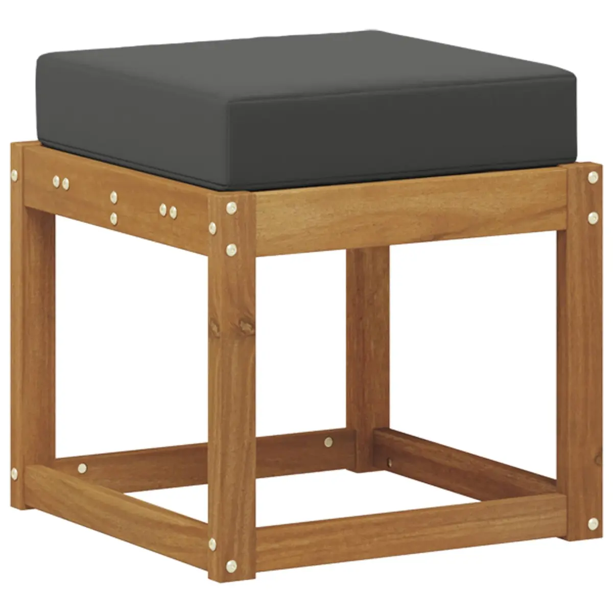 Stool Bench Natural and Anthracite Solid Acacia Wood Indoor Outdoor Seating
