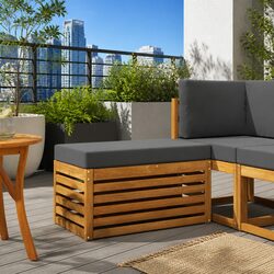 Outdoor Stool Bench Solid Acacia Wood Garden Patio Seat Natural Backyard Seating