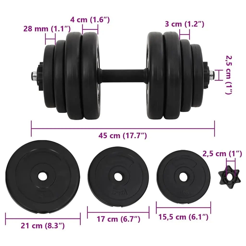 Dumbbells Red 15kg Ergonomic Anti-Slip Handles Strength Training Set
