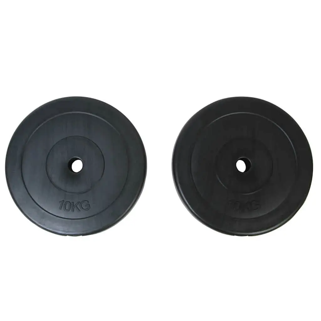 Weight Plates Black 10 kg Durable Plastic Covering Home Gym Training Pair