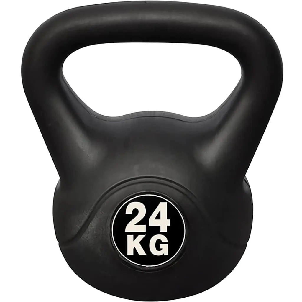 Vinyl Kettlebell Black 24 KG Compact Durable Construction for Home Gym Strength Training