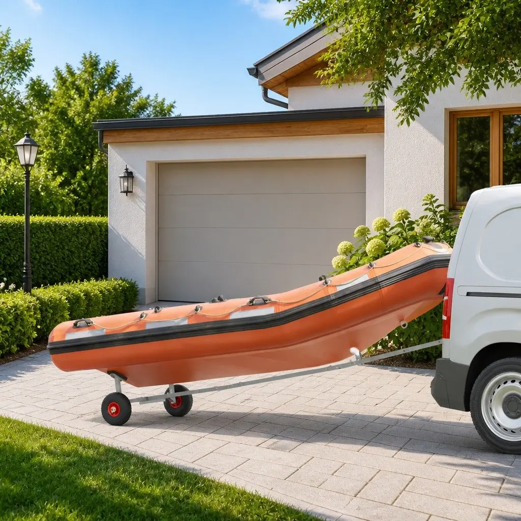 Boat Trailer Black 160 kg Capacity 3 Way Adjustable Frame Pneumatic Tyres