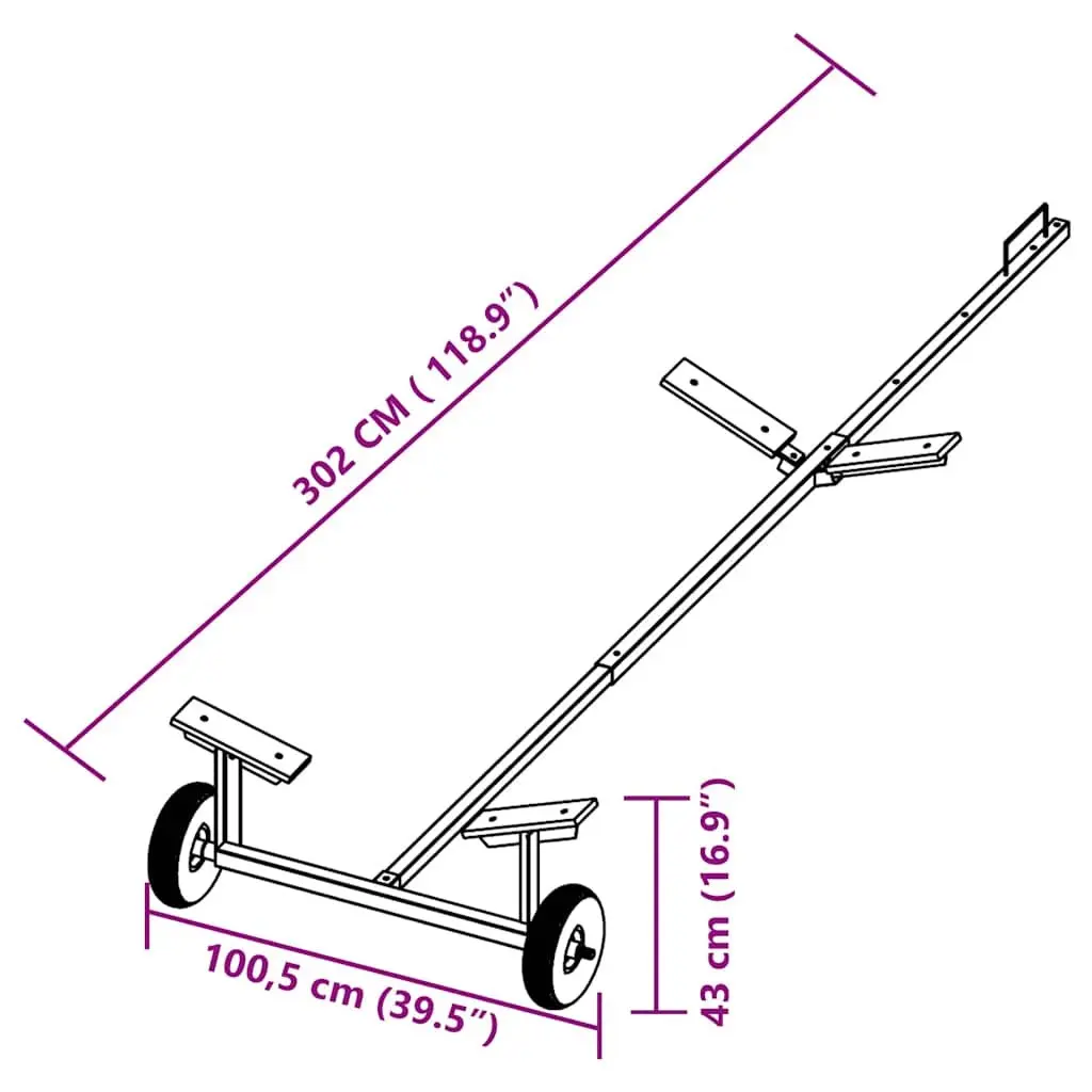 Boat Trailer Black 160 kg Capacity 3 Way Adjustable Frame Pneumatic Tyres