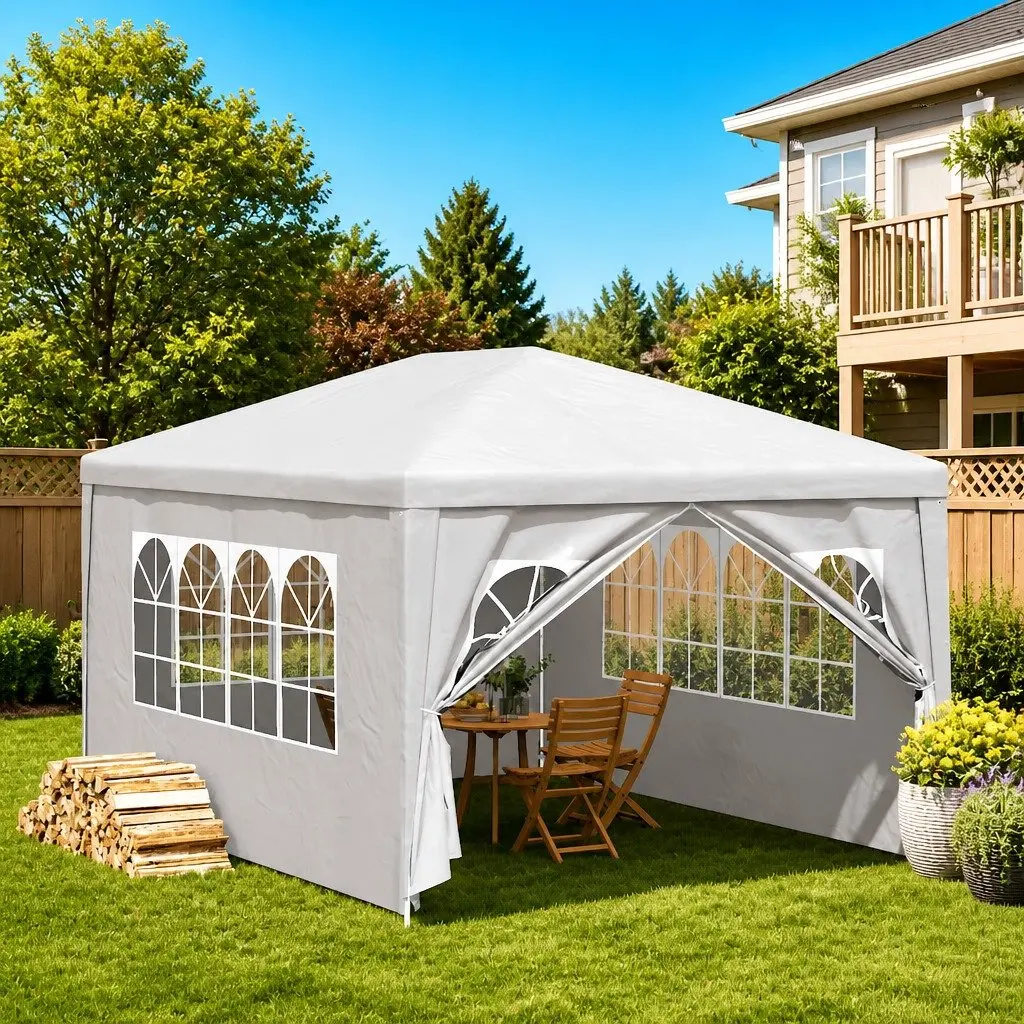 Party Tent White 3x4m Outdoor Gazebo Canopy with Door Panels
