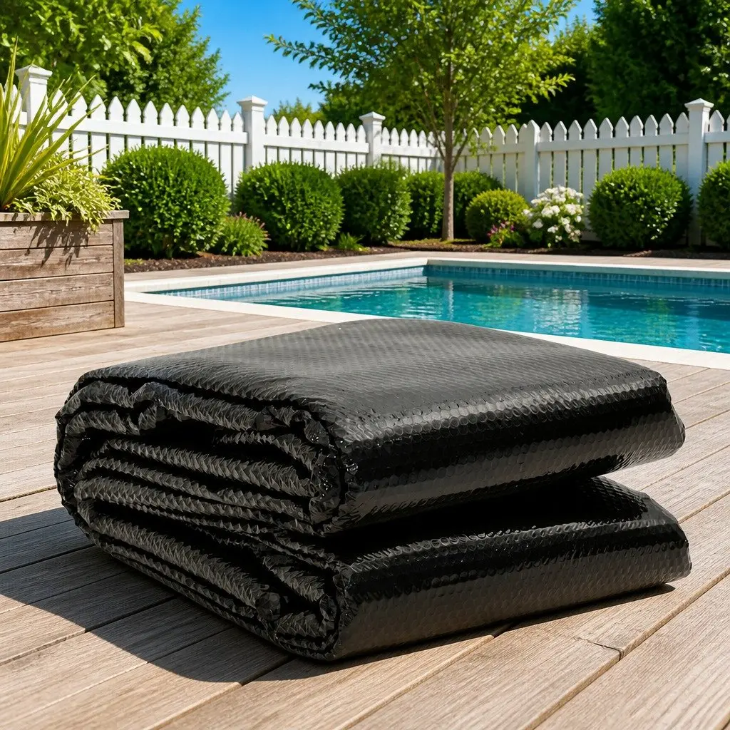 Solar Pool Cover Black 10 x 5m Floating PE Bubble Heater Blanket