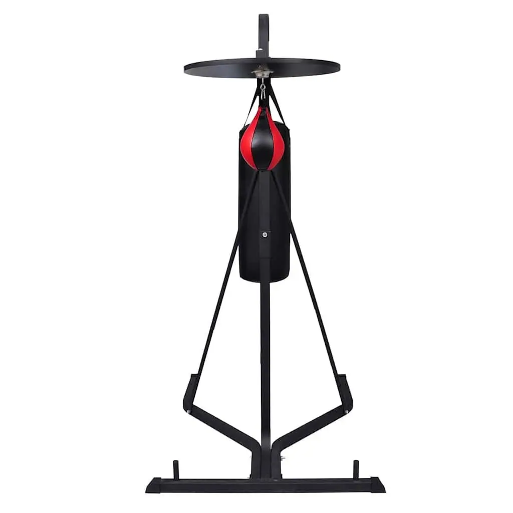 2 Way Boxing Stand Black Durable Metal and Wood Punching Bag Holder Speedball Platform