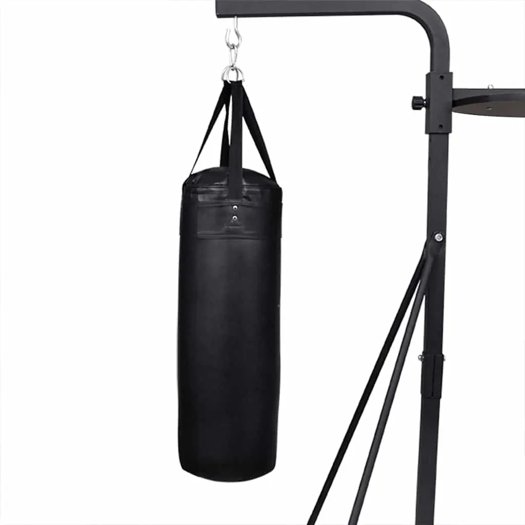 2 Way Boxing Stand Black Durable Metal and Wood Punching Bag Holder Speedball Platform